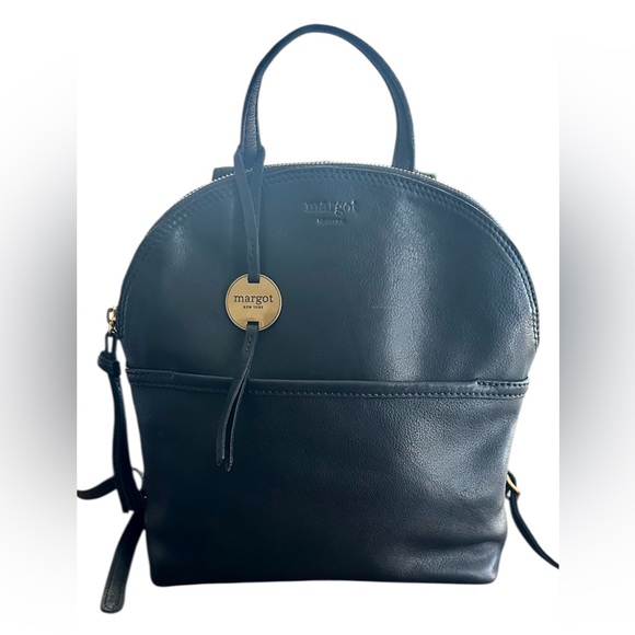 Margot Genuine Leather Backpack with Gold Accents - Picture 2 of 8